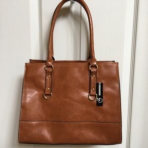 New Directions large vegan leather brown tote
